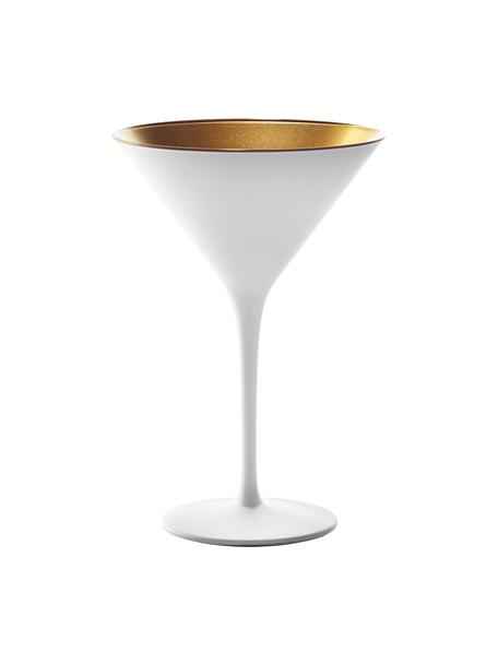 Kristallen cocktailglazen Elements, 6 stuks, Gecoat kristalglas, Wit, messingkleurig, Ø 12 x H 17 cm, 240 ml