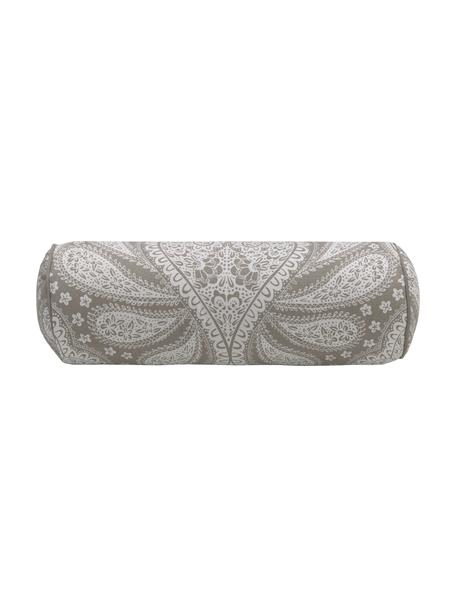 Kussenrol Manon met paisley patroon van biokatoen, Bekleding: 100% biokatoen, GOTS-gece, Taupe, patroon, Ø 18 cm, L 50 cm