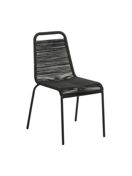 Chaises de jardin avec tressage en plastique Lambton, 2 pièces, Noir, larg. 49 x prof. 59 cm