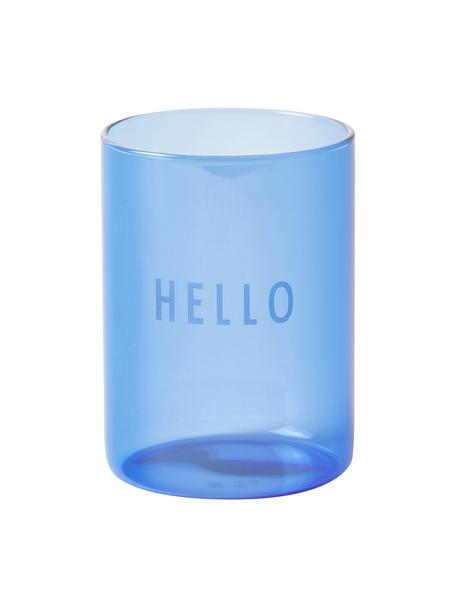 Dizajnový pohár na vodu Favourite HELLO, Borosilikátové sklo, Modrá (Hello), Ø 8 x V 11 cm, 350 ml