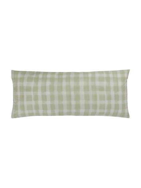 Funda de almohada de percal de algodón Milène, diseño Candice Gray, Verde menta a cuadros, 45 x 110 cm