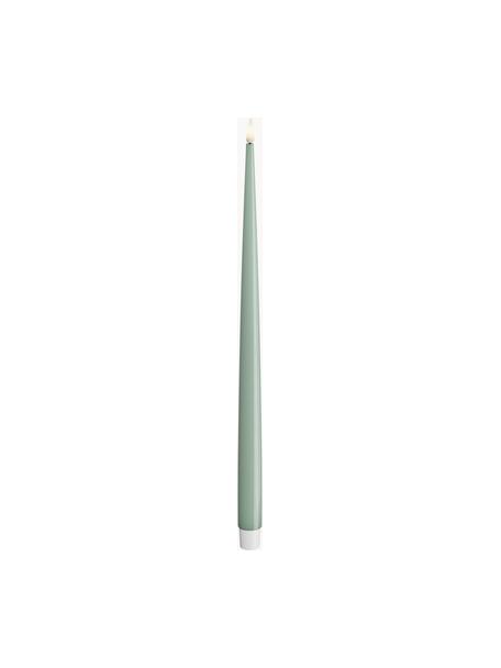 Ręcznie wykonana świeca stołowa LED Real Flame, W 38 cm, 2 szt., Tworzywo sztuczne z powłoką żywiczną, Szałwiowy zielony, W 38 cm