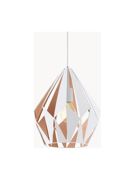 Scandi hanglamp Carlton, Lampenkap: gelakt staal, Wit, goudkleurig, Ø 31 x H 40 cm