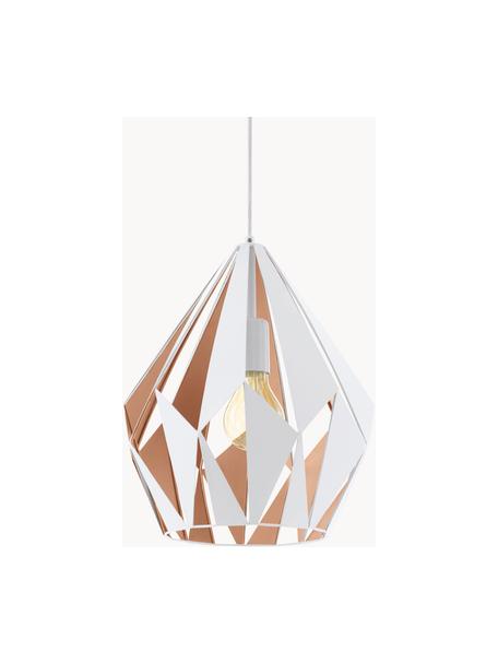Scandi hanglamp Carlton, Lampenkap: gelakt staal, Wit, goudkleurig, Ø 31 x H 40 cm