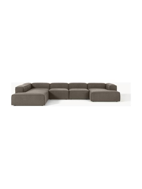 Sofa modułowa bouclé Lennon, Tapicerka: bouclé (100% poliester) D, Stelaż: lite drewno sosnowe z cer, Nogi: tworzywo sztuczne, Greige bouclé, S 418 x G 269 cm, lewostronna