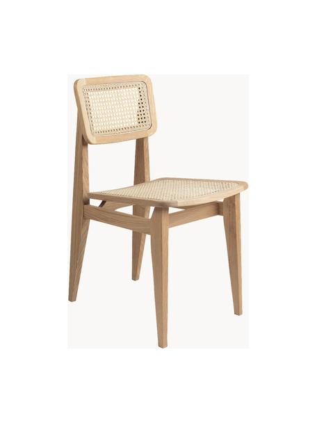 Dřevěná židle z dubového dřeva s vídeňskou pleteninou C-Chair, Dubové dřevo, světle béžová, Š 41 cm, V 53 cm