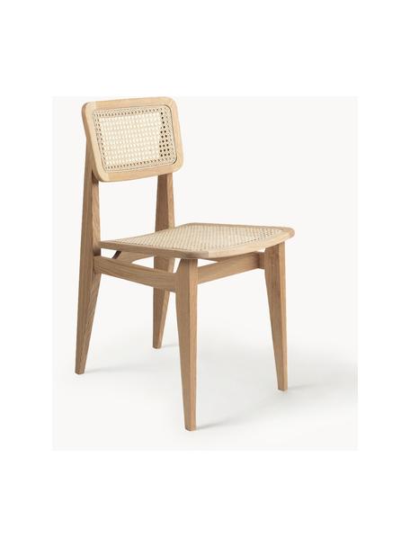 Dřevěná židle z dubového dřeva s vídeňskou pleteninou C-Chair, Dubové dřevo, světle béžová, Š 41 cm, V 53 cm