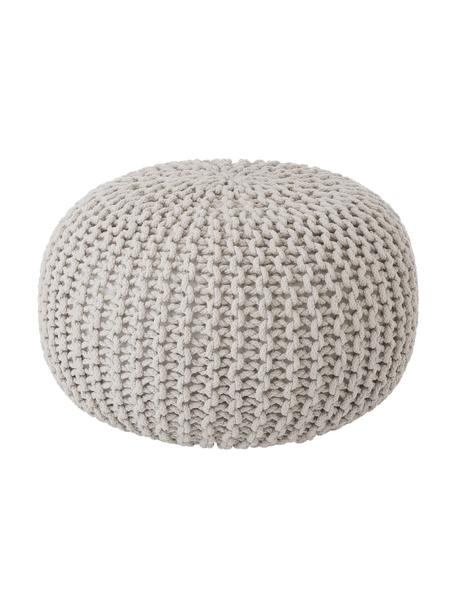 Ręcznie wykonany puf z dzianiny Dori, Tapicerka: 100% bawełna, Beżowy, Ø 55 x W 35 cm