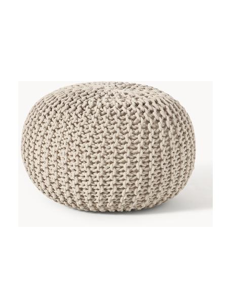 Handgefertigter Strickpouf Dori, Bezug: 100% Baumwolle, Greige, Ø 55 x H 35 cm