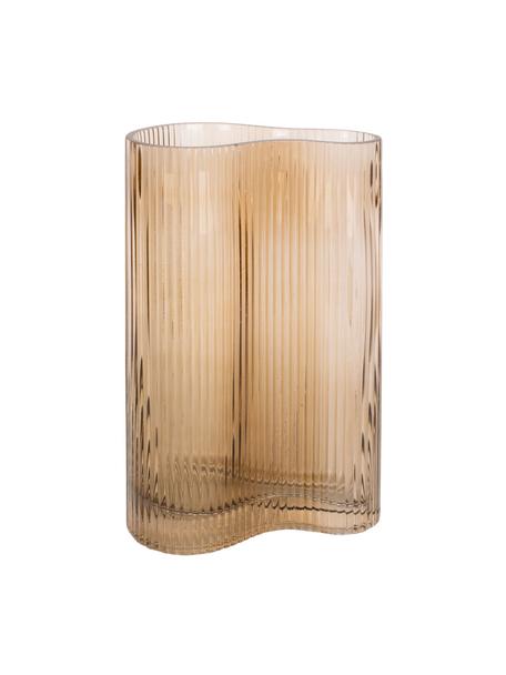 Glazen vaas Allure Wave in lichtbruin, Getint glas, Lichtbruin, 10 x 27 cm
