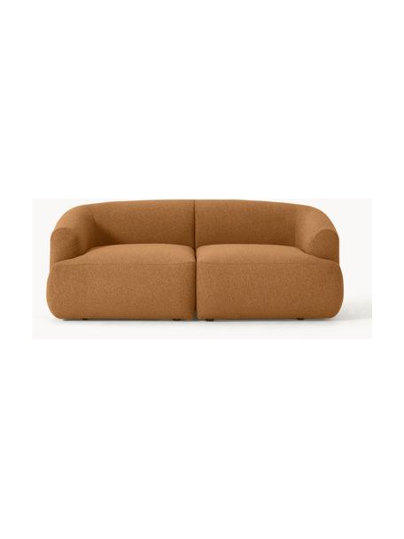 Sofá modular en tejido bouclé Sofia (2 plazas), Tapizado: tejido bouclé (100% polié, Estructura: madera de abeto, tablero , Patas: plástico Este producto es, Bouclé marrón claro, An 190 x F 103 cm