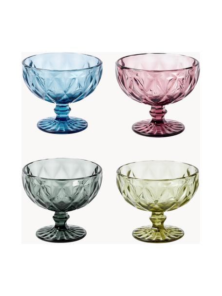 Cocktailschalen Colorado mit Strukturmuster, 4er-Set, Glas, Blau, Mauve, Grau, Grün, Ø 12 x H 10 cm, 260 ml