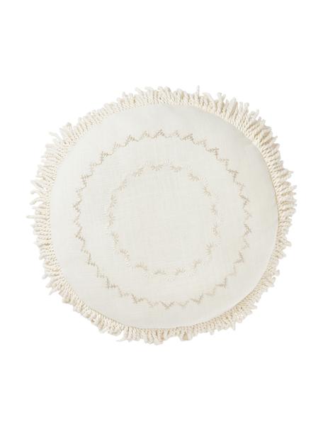 Cuscino rotondo con frange Nedda, Rivestimento: 100% cotone, Tonalità beige, Ø 35 cm