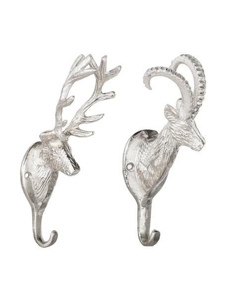Wandhakenset Jupiter, 2-delig, Vernikkeld aluminium, Nikkelkleurig, H 18 cm