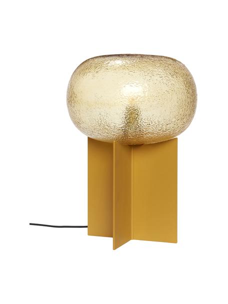Design tafellamp Podium van glas, Lampenkap: glas, Frame: gecoat metaal, Goudkleurig, okergeel, Ø 25  x H 36 cm