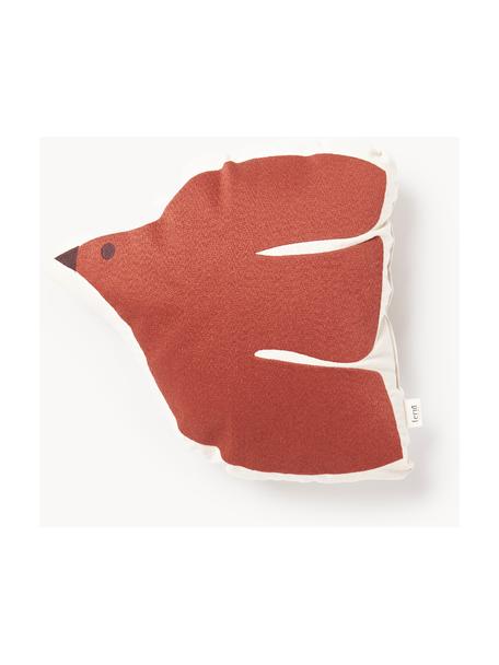 Besticktes Kissen Swif Bird aus Bio-Baumwolle, Bezug: 100 % Bio-Baumwolle, OCS-, Terrakotta, Off White, B 40 x L 40 cm