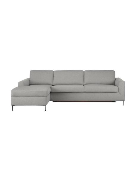 Sofa rozkładana z metalowymi nogami Cucita (3-osobowa), Tapicerka: tkanina (100% poliester) , Stelaż: lite drewno sosnowe z cer, Nogi: metal lakierowany, Jasnoszara tkanina, S 274 x G 164 cm, lewostronna