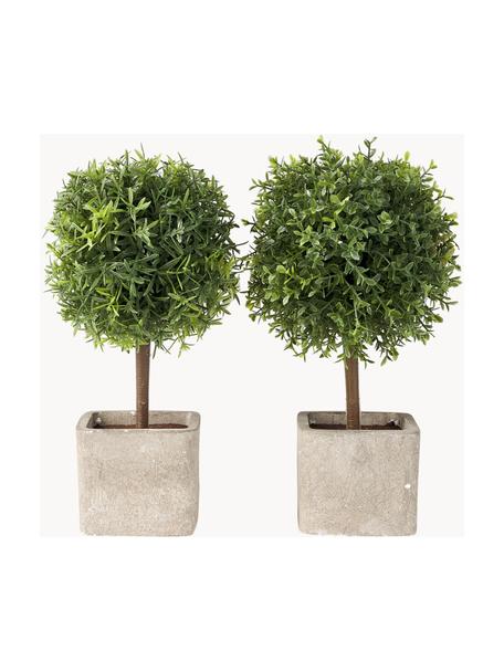 Set 2 alberi artificiali fatti a mano Moni, Verde, grigio chiaro, Lung. 26 cm