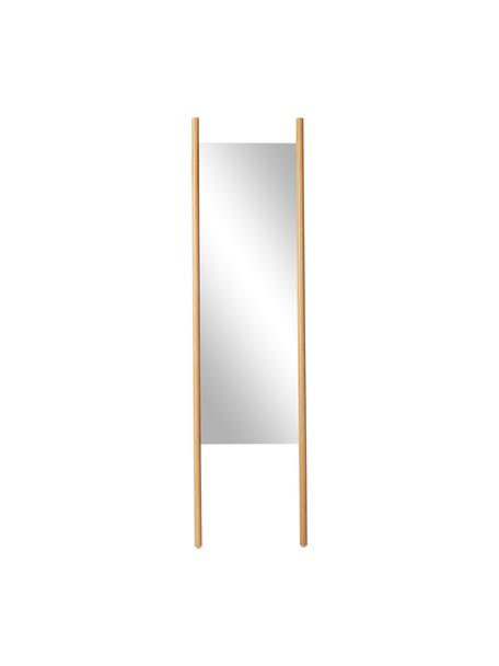 Rechthoekige leunende spiegel Elin met eikenhout-baleinen, Frame: eikenhout, Licht hout, B 45 cm, H 170 cm