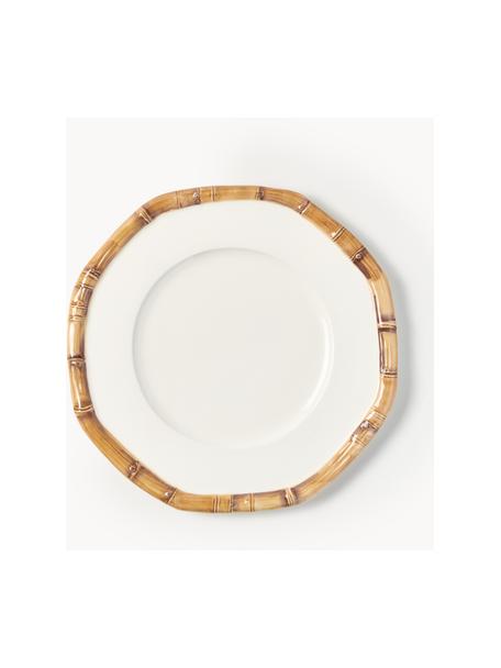 Assiette peinte à la main Bamboo, Céramique, Blanc cassé, beige, Ø 32 cm