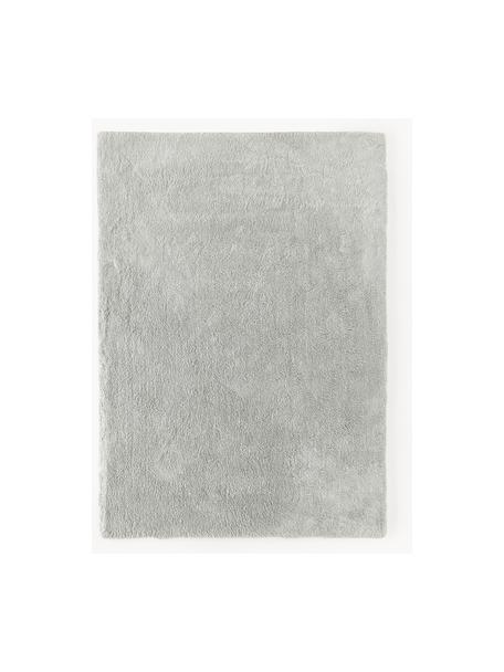 Pluizig hoogpolig vloerkleed Leighton, Onderzijde: 70% polyester, 30% katoen, Lichtgrijs, B 80 x L 150 cm (maat XS)