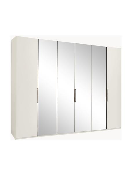 Drehtürenschrank Monaco mit Spiegeltür, 6-türig, Korpus: Holzwerkstoff, foliert, Griffe: Metall, beschichtet, Weiss, mit Spiegeltüren, B 300 x H 216 cm