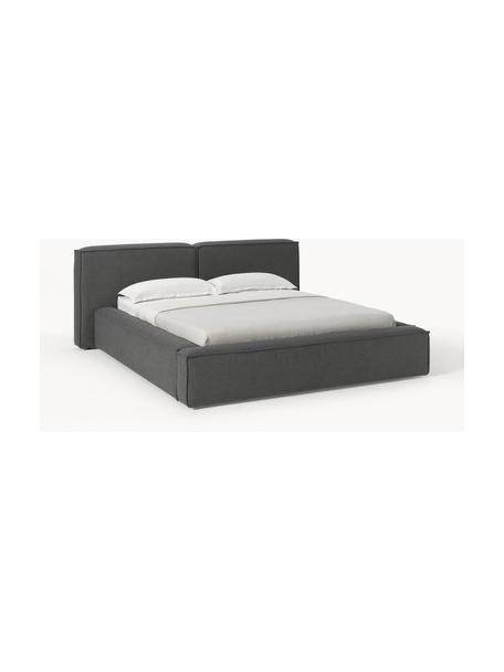 Cama tapizada Lennon, Tapizado: 100% poliéster Alta resis, Estructura: madera de pino maciza, ma, Patas: madera, plástico Este pro, Tejido gris antracita, An 228 x L 243 cm (colchón 160 x 200 cm)