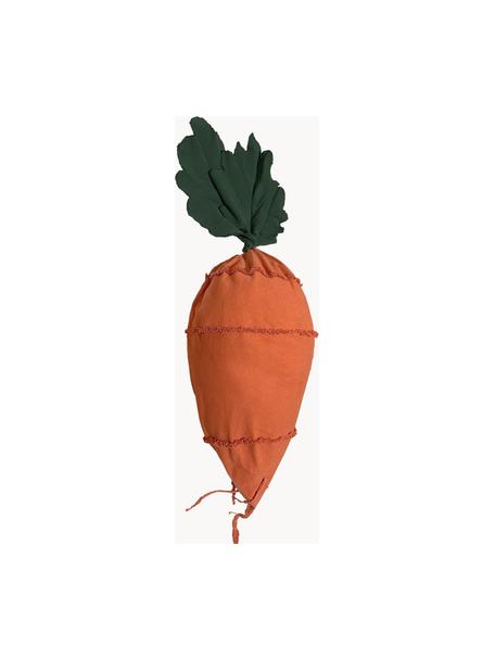 Pouf per bambini fatto a mano Cathy the Carrot, Rivestimento: 97% cotone, 3% fibra sint, Arancione, verde scuro, Larg. 55 x Lung. 100 cm