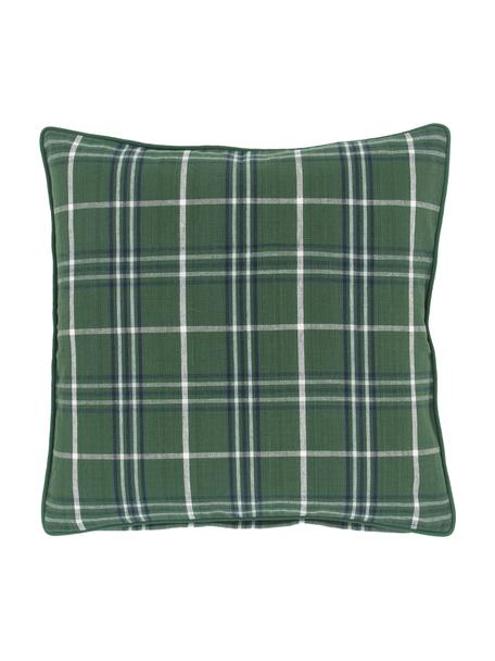 Federa arredo a quadri con bordino Stirling, 100% cotone, Verde, Larg. 45 x Lung. 45 cm