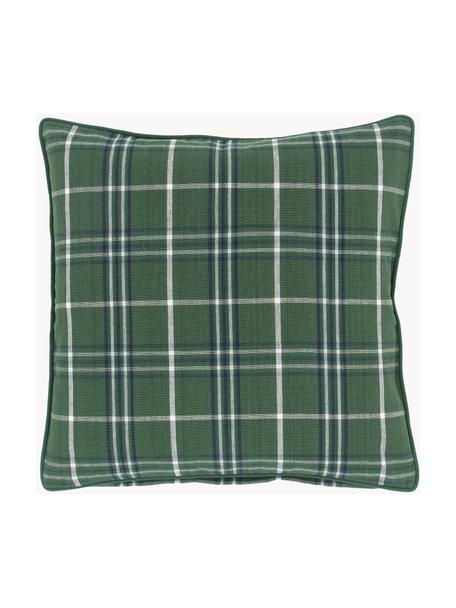Geruite kussenhoes Stirling met bies, 100% katoen, Groen, B 45 x L 45 cm