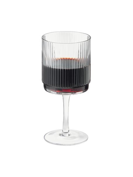 Handgemaakte wijnglazen Minna met groefreliëf, 4 stuks, Mondgeblazen glas, Transparant, Ø 8 x H 17 cm