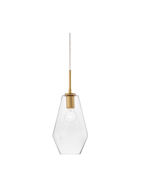 Petite suspension en verre Prisma, Couleur laitonnée, transparent, Ø 17 x haut. 40 cm