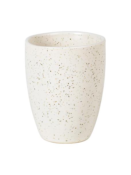 Ručně vyrobené pohárky z kameniny s tečkami Nordic Vanilla, 6 ks, Kamenina, Krémově bílá, tečky, Ø 8 cm, V 10 cm, 250 ml