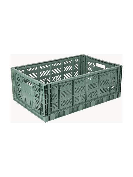 Skládací úložný box Maxi, Š 60 cm, Umělá hmota, Šalvějově zelená, Š 60 cm, H 40 cm