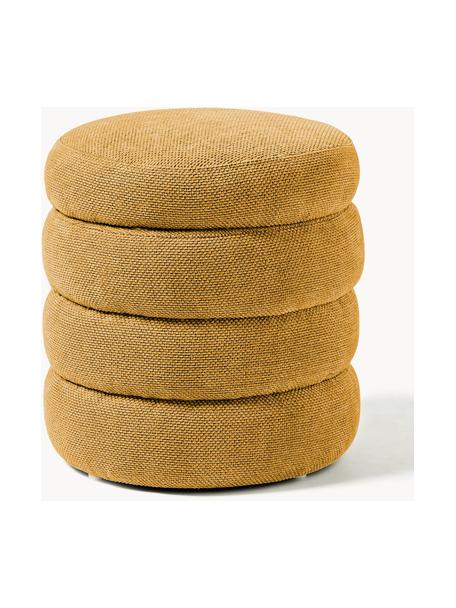 Pouf avec rangement Alto, Tissu ocre, Ø 44 x haut. 48 cm