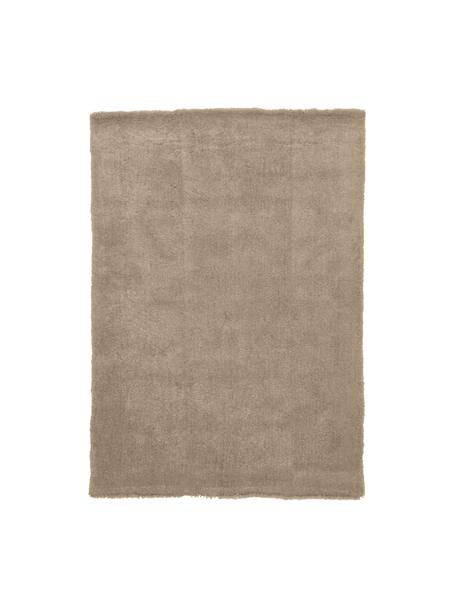 Pluizig hoogpolig vloerkleed Leighton in beige, Onderzijde: 70% polyester, 30% katoen, Beige-bruin, B 80 x L 150 cm (maat XS)