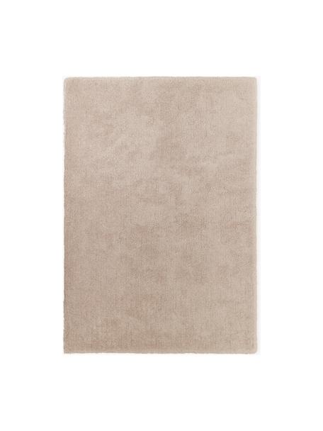 Pluizig hoogpolig vloerkleed Leighton in beige, Onderzijde: 70% polyester, 30% katoen, Beige-bruin, B 80 x L 150 cm (maat XS)