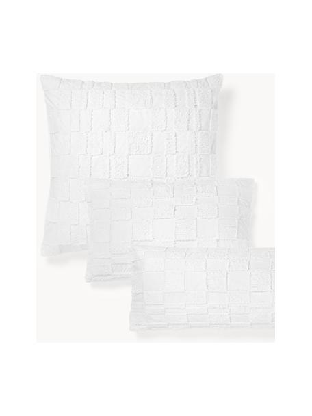 Taie d'oreiller en percale de coton avec ornementation tuftée Scout, Blanc, larg. 50 x long. 70 cm