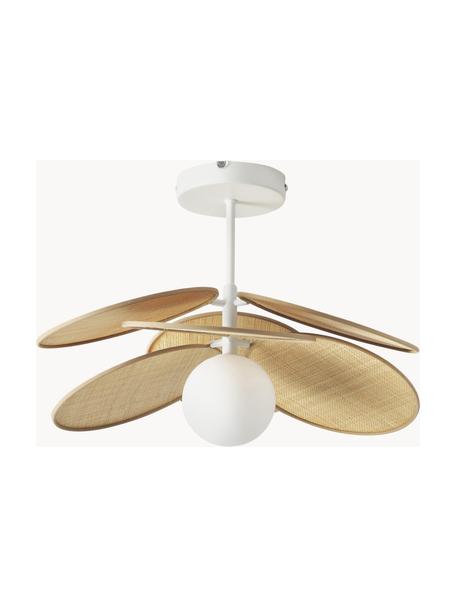 Plafonnier en fibres naturelles Milani, Beige, blanc, Ø 45 x haut. 31 cm