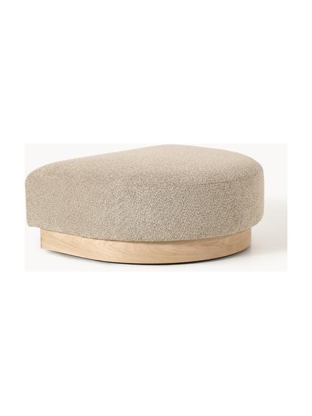 Pouf en peluche-bouclette Natalie, Peluche-bouclette beige, bois de hêtre clair, larg. 91 x prof. 107 cm