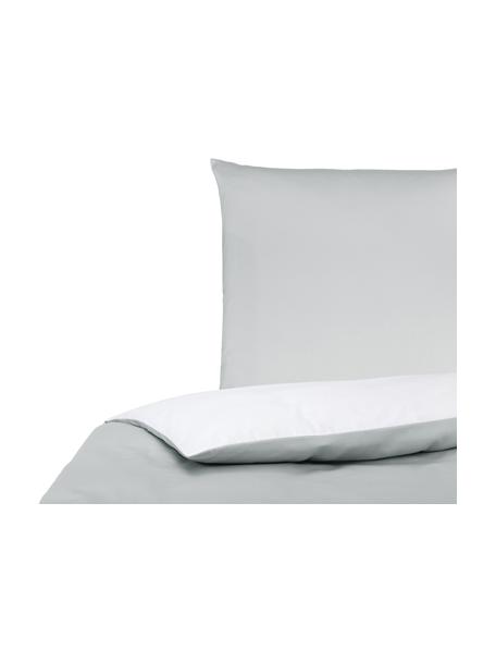 Obojstranná posteľná bielizeň z bavlneného saténu Julia, Biela, svetlosivá, 135 x 200 cm + 1 vankúš 80 x 80 cm