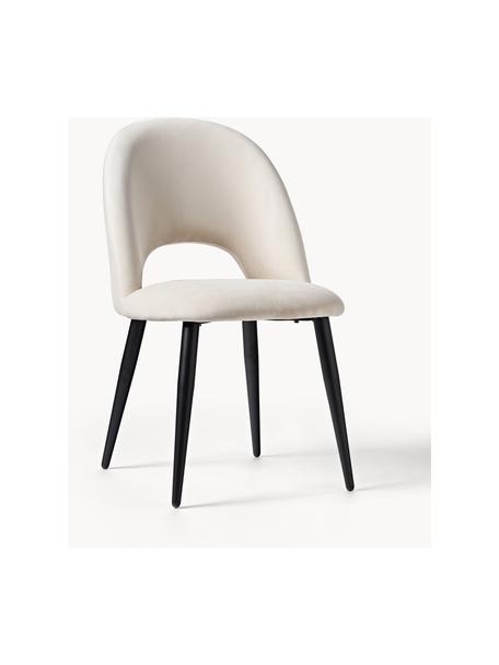 Krzesło tapicerowane z aksamitu Rachel, Tapicerka: aksamit (100% poliestr) D, Nogi: metal malowany proszkowo, Jasnobeżowy aksamit, S 53 x G 57 cm