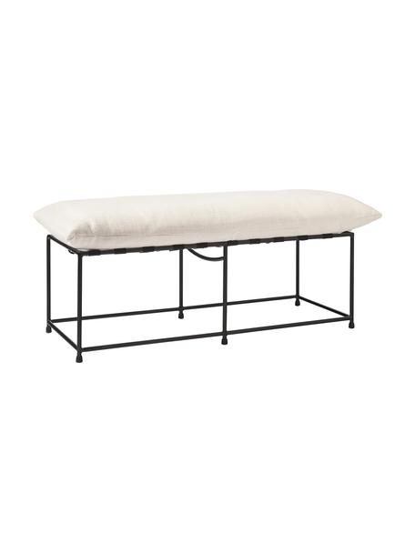 Banco tapizado Wayne, Tapizado: 97% poliéster, 3% lino Al, Estructura: metal con pintura en polv, Tejido blanco, An 116 x Al 48 cm