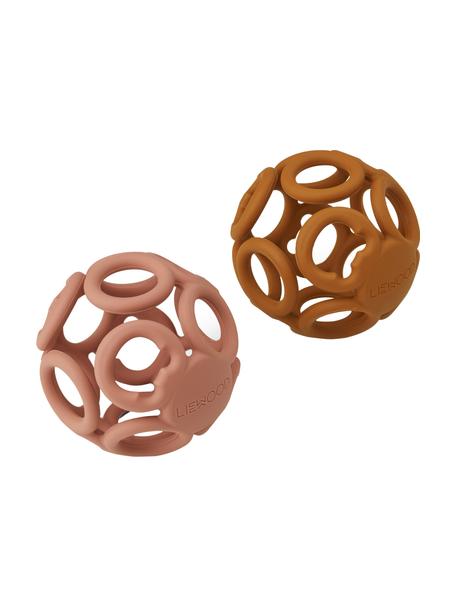 Bijtringenset Jasmin, 2-delig, 100% siliconen, Roze, oranje, Ø 9 cm