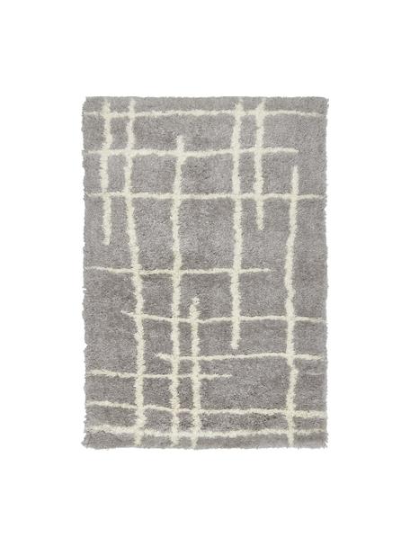Tapis moelleux à poils longs gris tufté main Amelie, Gris, blanc crème, larg. 80 x long. 150 cm (taille XS)