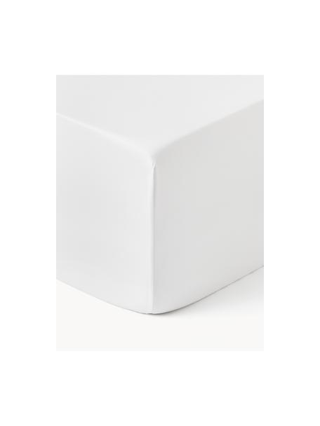 Lenzuolo con angoli boxspring in raso di cotone Premium, Bianco, Larg. 200 x Lung. 200 cm, Alt. 35 cm