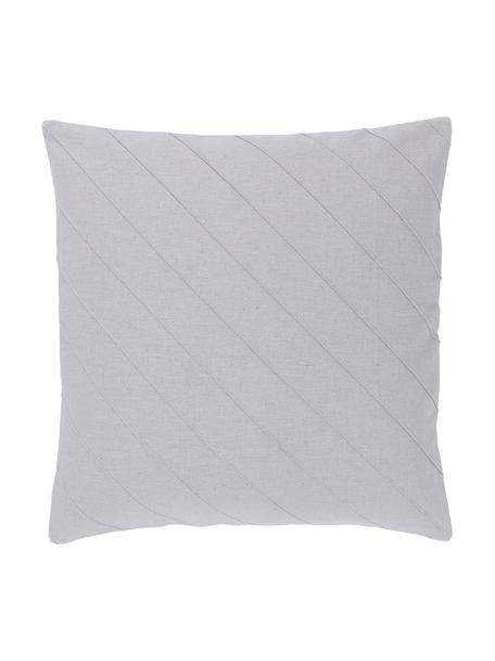 Federa arredo strutturata in lino grigio Malia, 51% lino, 49% cotone, Grigio, Larg. 45 x Lung. 45 cm