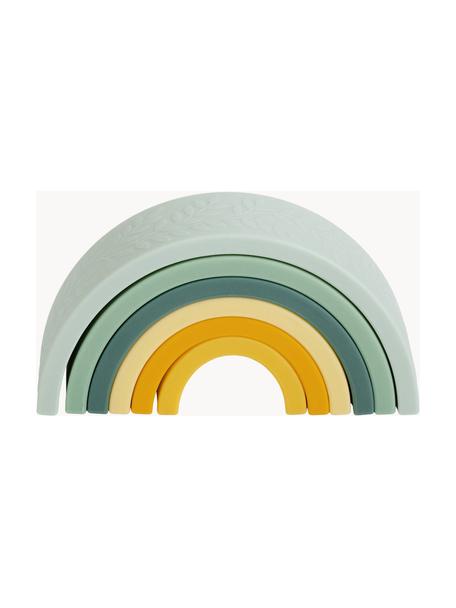 Stohovací hračka Rainbow, Silikon, Odstíny zelené a žluté, Š 15 cm, V 7 cm