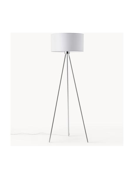 Stativová stojací lampa s látkovým stínidlem Cella, Bílá, chromová, V 147 cm