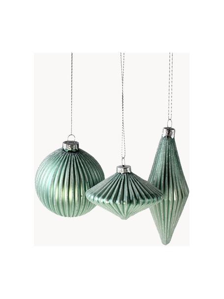 Adornos navideños Galaxie, 3 uds., Verde menta, Set de diferentes tamaños